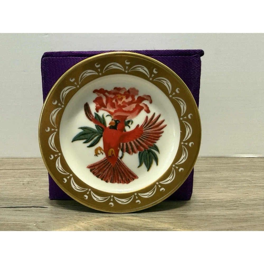 State Birds Flowers Franklin MINI Plate Indiana Cardinal Peony 3